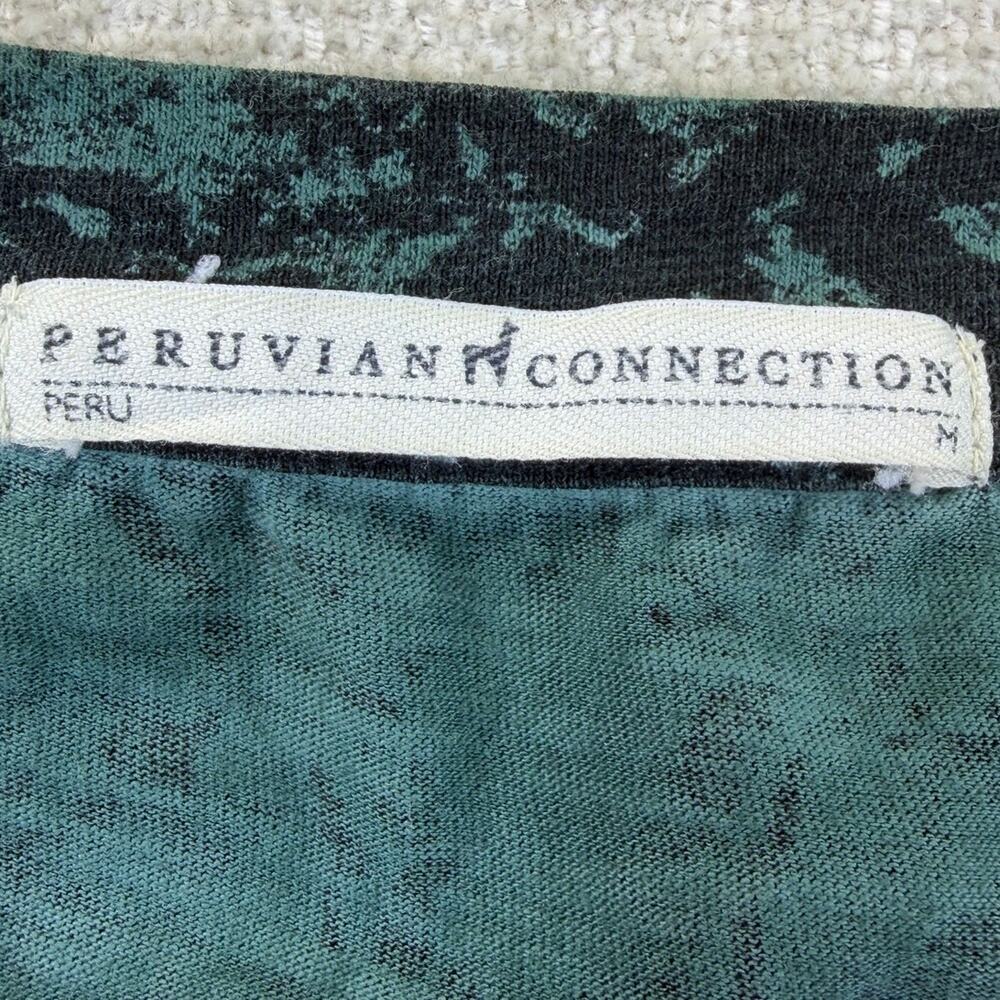 Peruvian Connection Women's Medium Black Green Lightweight Pullover Tunic Top - Picture 3 of 9